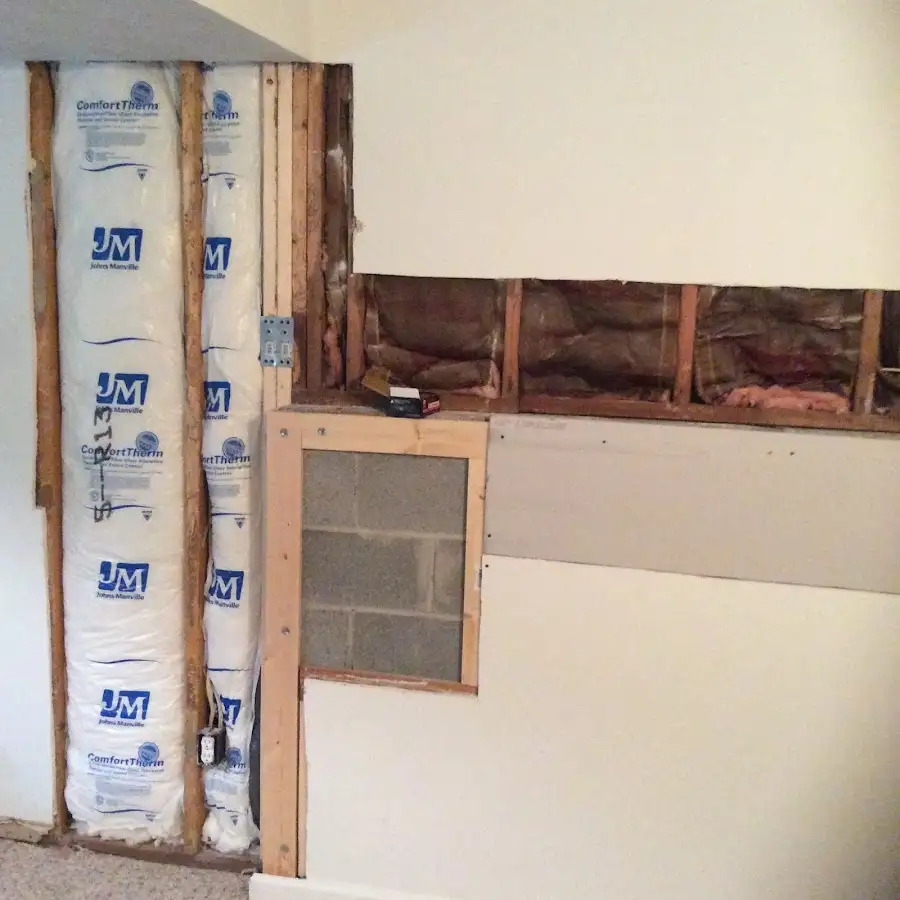 Wall insulation replacement during Contents Cleaning & Restoration in Westbury